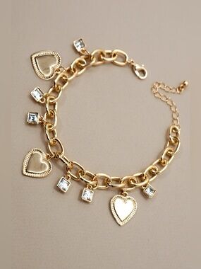JOSSLYN by Wall to Wall Hearts & Rhinestones Charm Bracelet